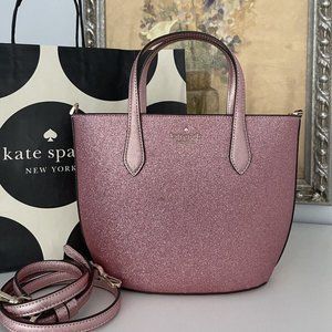 NWT Kate Spade Glitter Glimmer Satchel Crossbody Bag In Mitten Pink